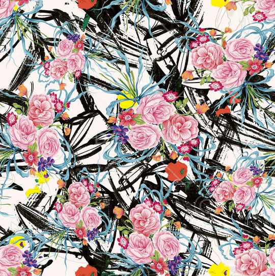 水墨中国画花卉印花华亿平台图片