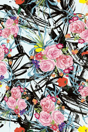 水墨中国画花卉印花华亿平台图片