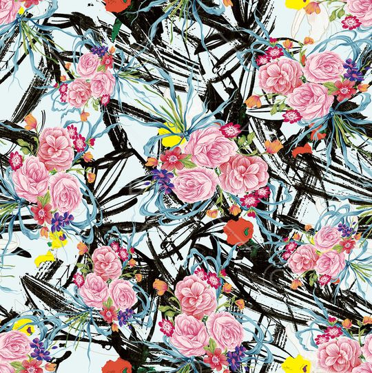 水墨中国画花卉印花华亿平台图片