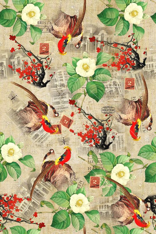 梅花花卉印花华亿平台图片