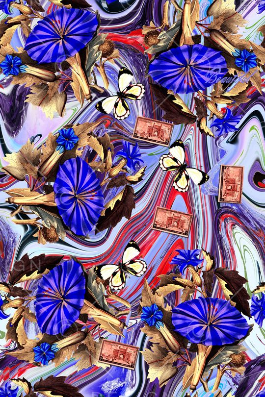 蝴蝶印花华亿平台图片