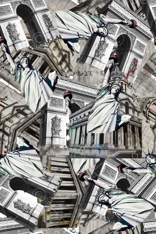 复古建筑物印花华亿平台图片