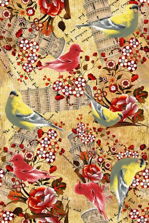 手绘花卉印花华亿平台图片