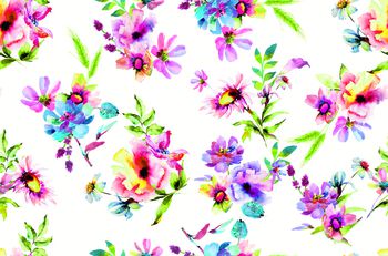 744855-匹印花 水彩碎花 白色底