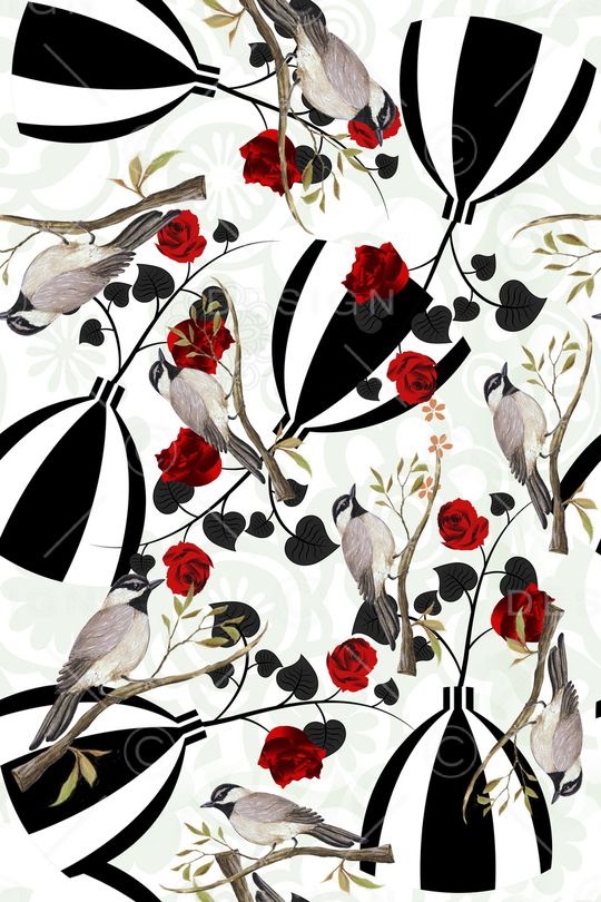 玫瑰花卉印花华亿平台图片