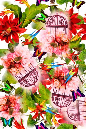 玫瑰花卉印花华亿平台图片