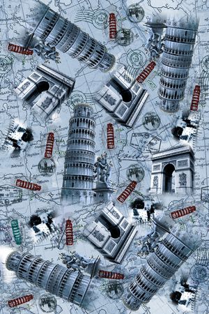 复古建筑物印花华亿平台图片