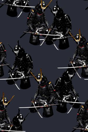 抽象手绘水彩画日本武士数码印花印花华亿平台图片