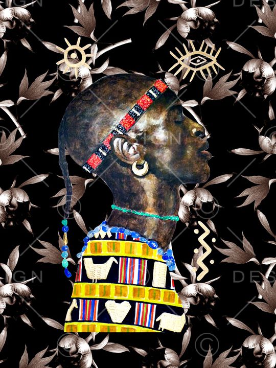 抽象手绘油画非洲人物纹理花卉数码印花印花华亿平台图片