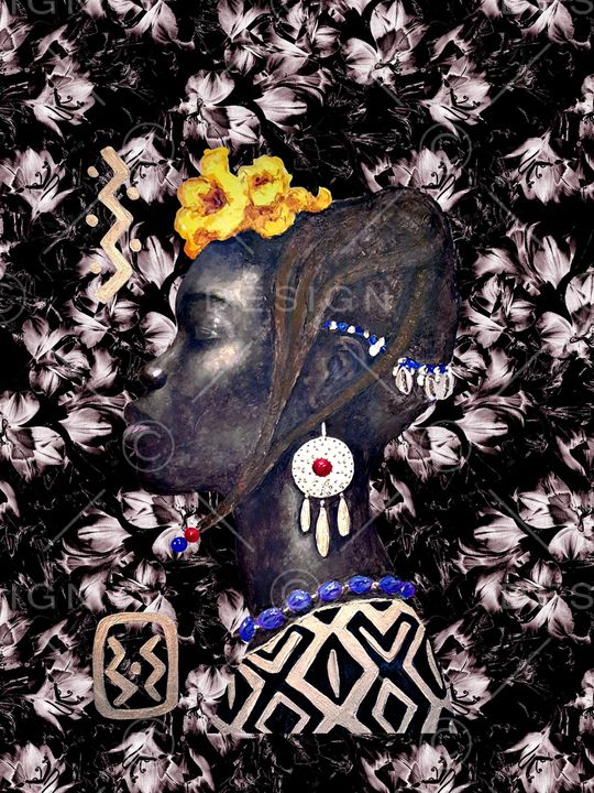 抽象手绘油画非洲人物纹理花卉数码印花印花华亿平台图片