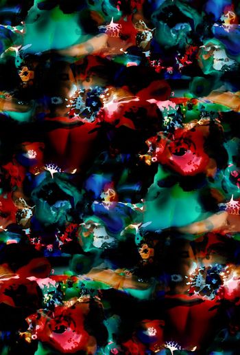 抽象炫彩花卉印花华亿平台图片