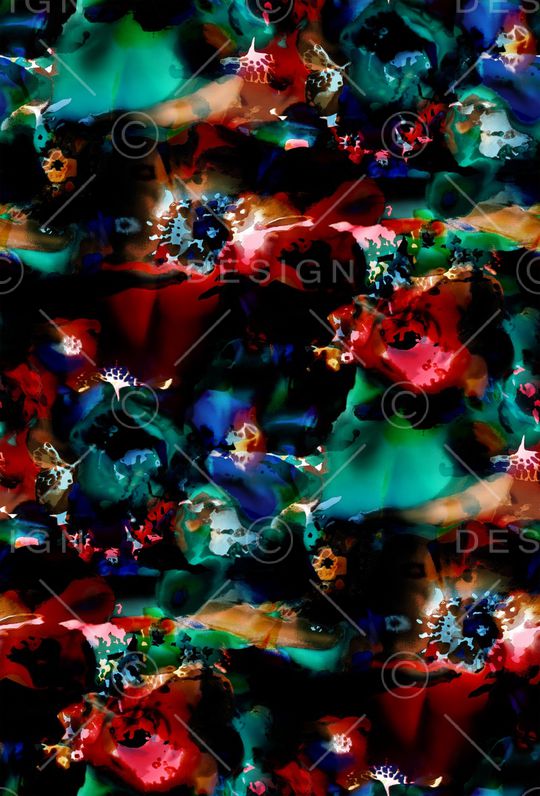 抽象炫彩花卉印花华亿平台图片