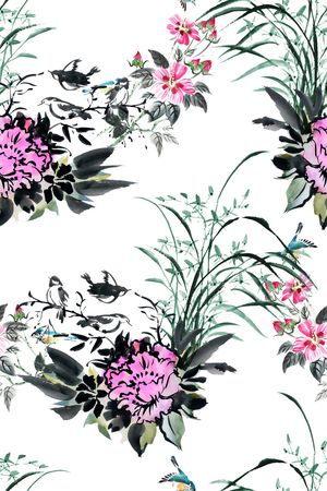 水墨印花华亿平台图片