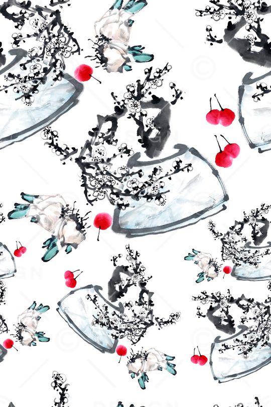 水墨印花华亿平台图片