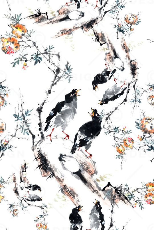 水墨印花华亿平台图片