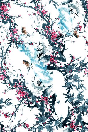 水墨印花华亿平台图片