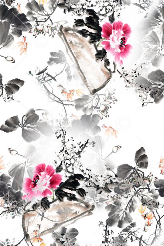 水墨印花华亿平台图片