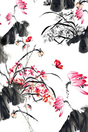 水墨印花华亿平台图片