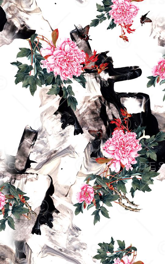 水墨印花华亿平台图片