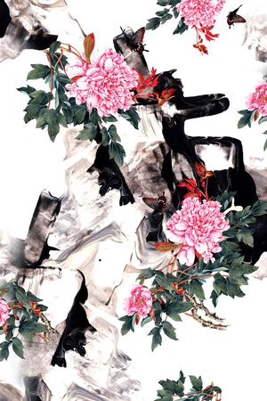 水墨印花华亿平台图片