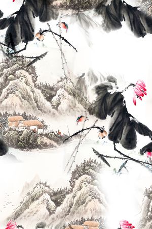 水墨印花华亿平台图片