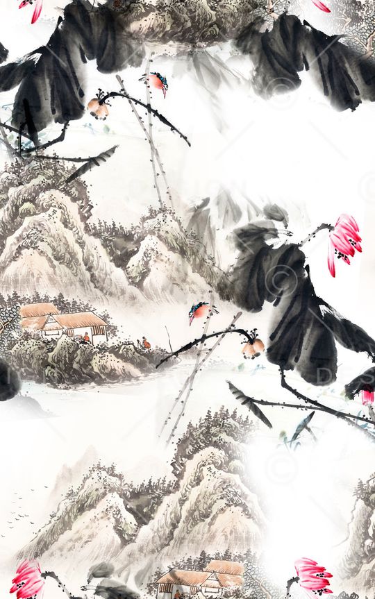 水墨印花华亿平台图片