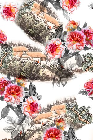 水墨印花华亿平台图片