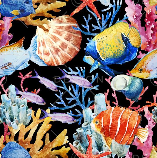 海洋生物印花华亿平台图片