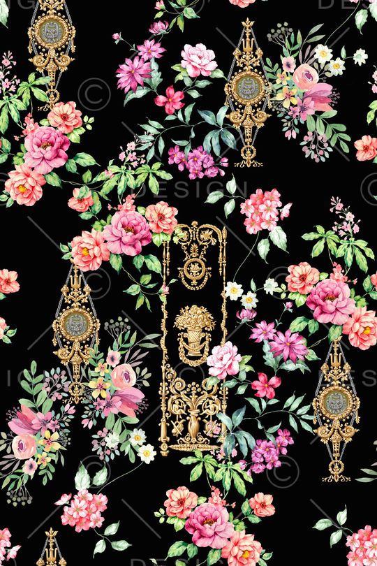 手绘乱花花卉印花华亿平台图片