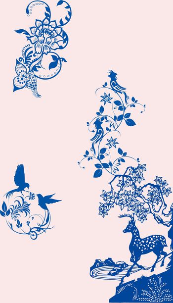 青花瓷印花华亿平台图片