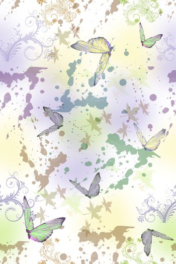 蝴蝶印花华亿平台图片