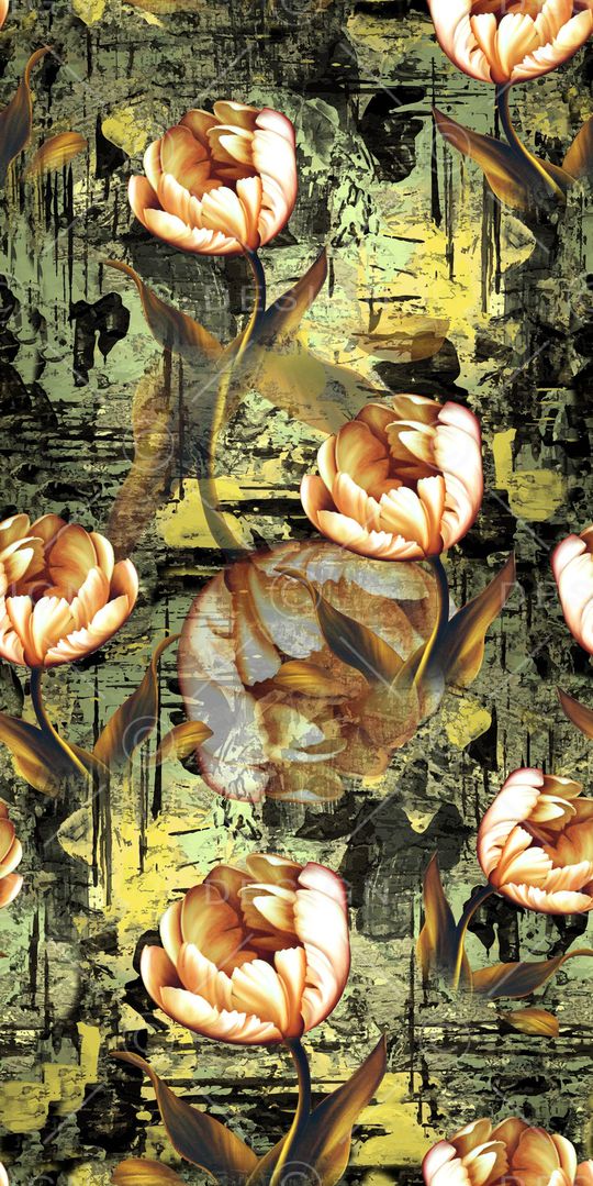 罂粟花印花华亿平台图片