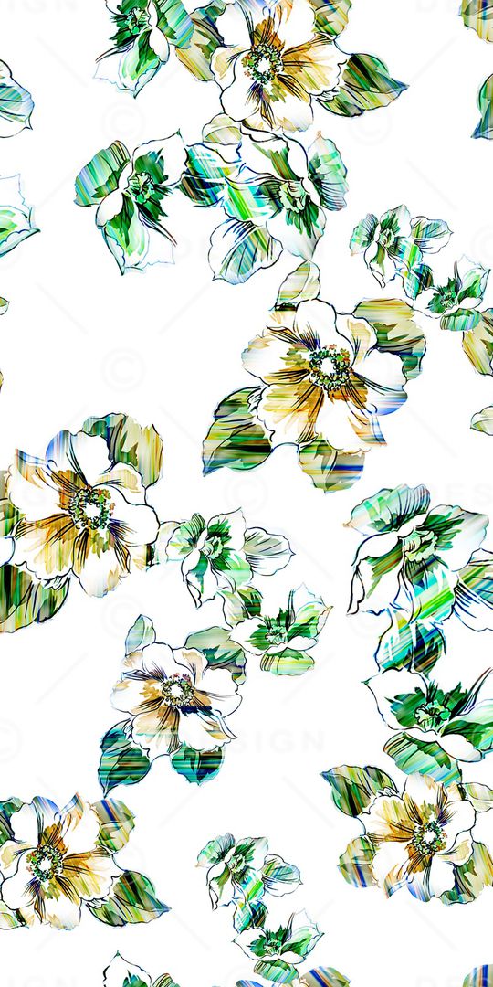 水彩花卉印花华亿平台图片