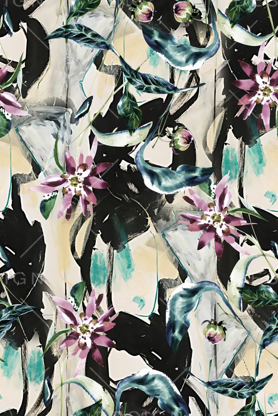 手绘花印花华亿平台图片