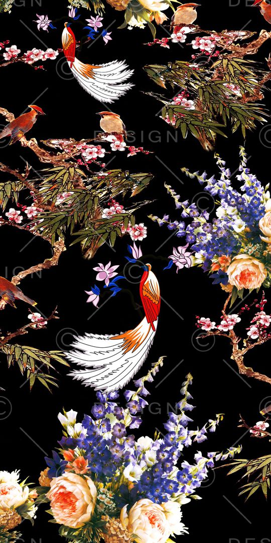 花鸟印花华亿平台图片