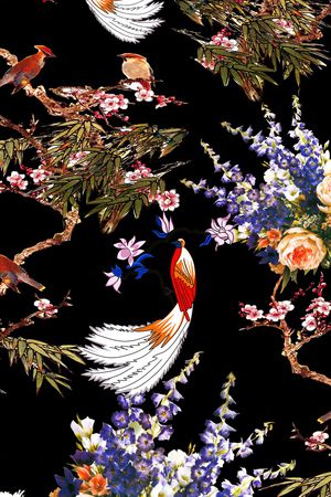 花鸟印花华亿平台图片