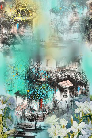 中国风印花华亿平台图片