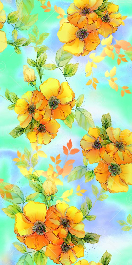 水彩花卉印花华亿平台图片