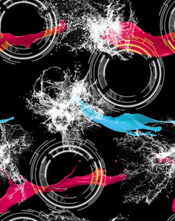 抽象几何印花华亿平台图片