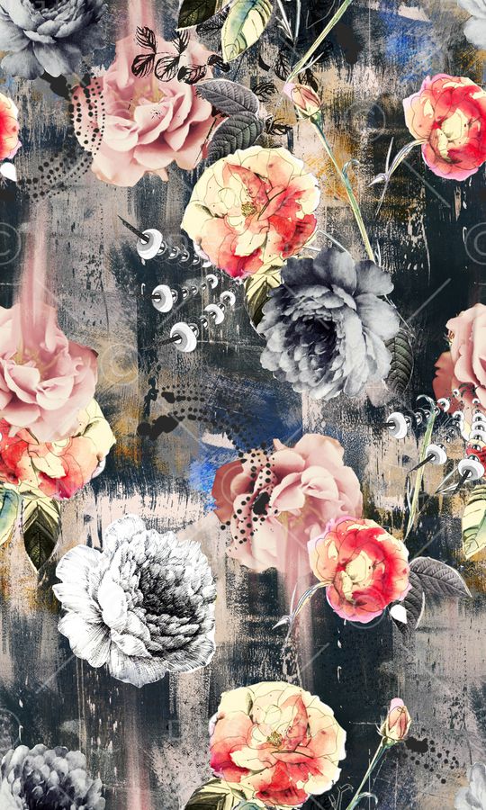 抽象玫瑰花卉印花华亿平台图片