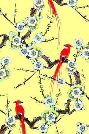 天堂鸟花印花华亿平台图片