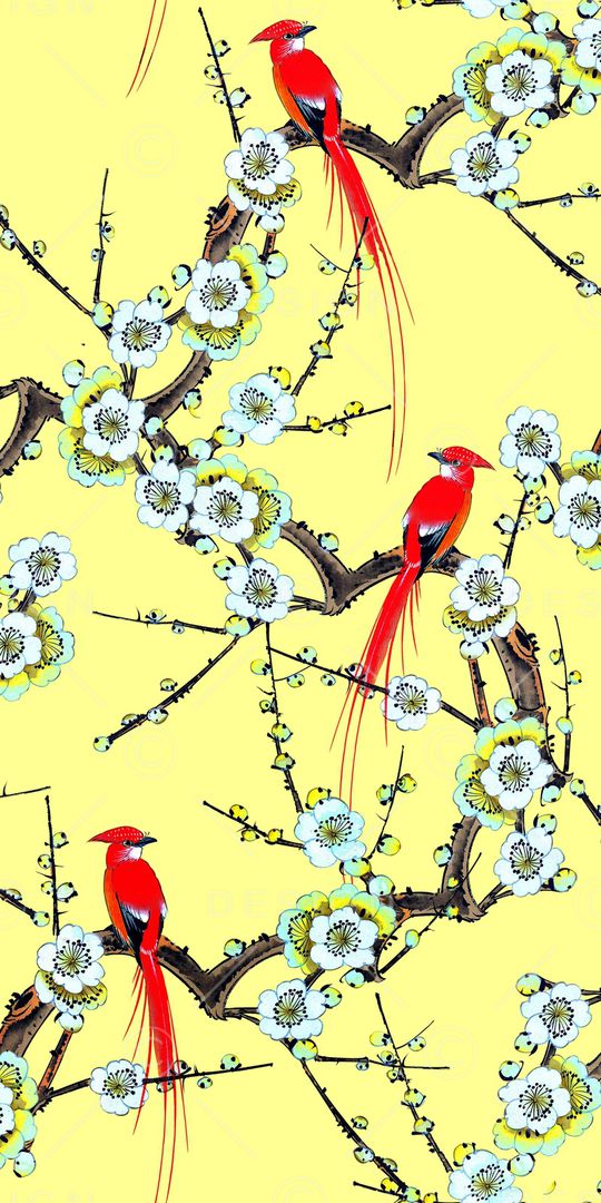 天堂鸟花印花华亿平台图片