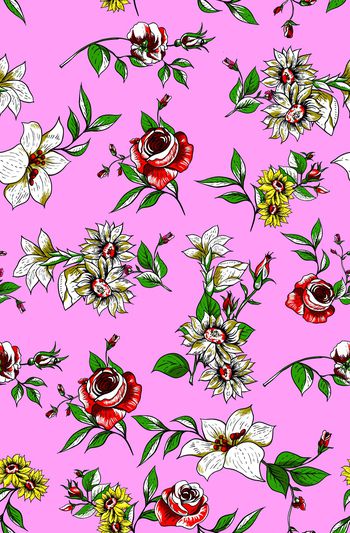 749408-手绘 抽象 线条 绿叶 玫瑰 11