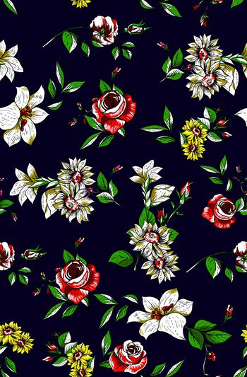 749409-手绘 抽象 线条 绿叶 玫瑰 11