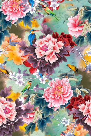 水墨、抽象印花华亿平台图片