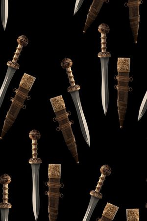 抽象手绘几何剑数码印花印花华亿平台图片