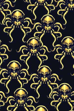 抽象手绘水彩画动物章鱼数码印花印花华亿平台图片