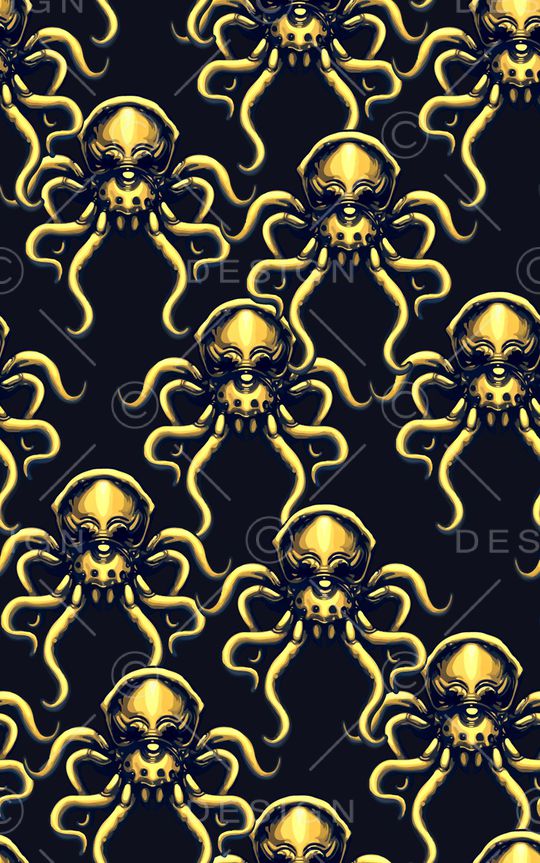 抽象手绘水彩画动物章鱼数码印花印花华亿平台图片