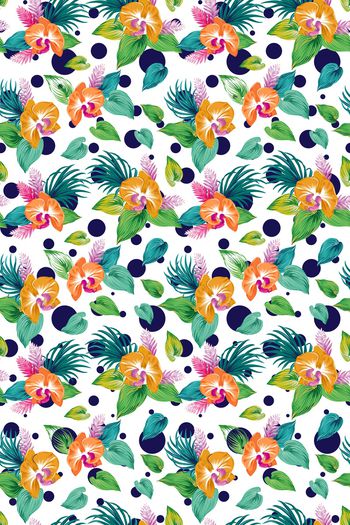 749696-波点花卉棕榈叶