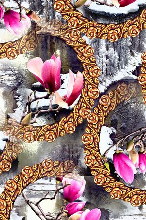 玉兰花印花华亿平台图片